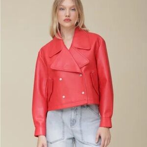Avec Les Filles
Women's Double-Breasted Cropped Orange Jacket